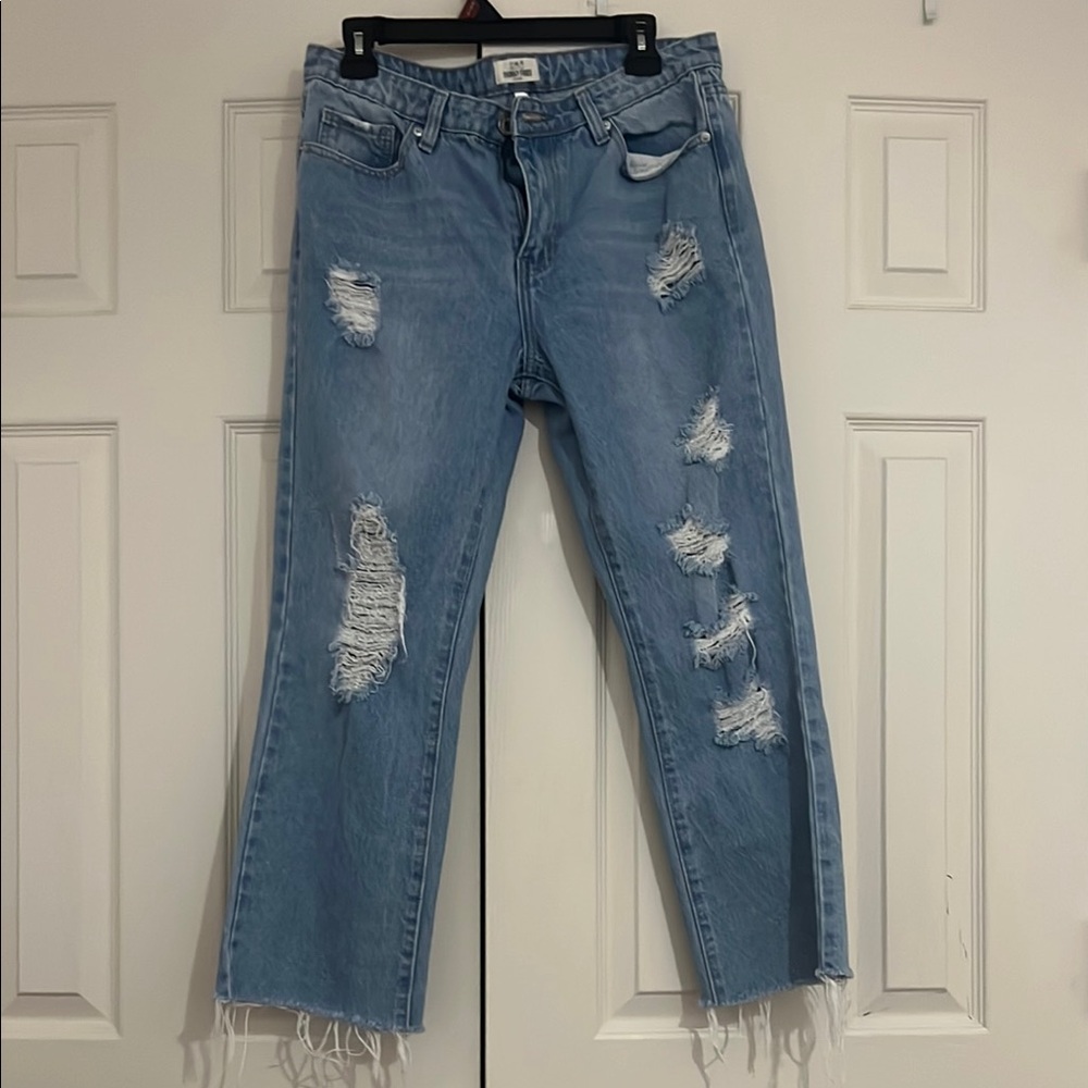 Skinny Fries Distressed Blue wide leg Blue Jeans Size 11